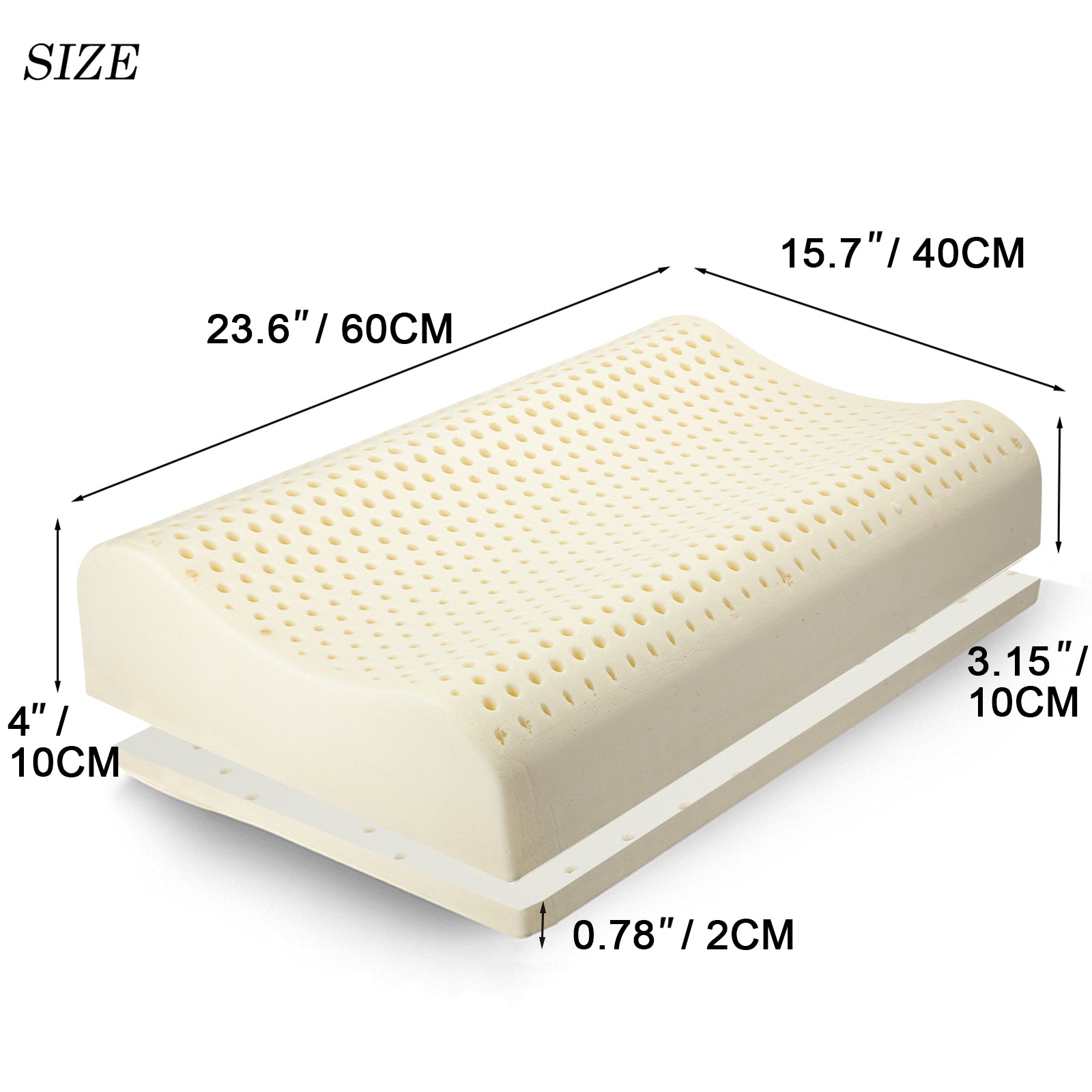 Talatex® Original Latex Ergonomic/Contour Pillow (with Adjustable Pad)